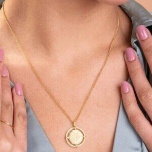 Gold Sun Dial Necklace Layering Pendant Waterproof Symbol Pendant Necklace